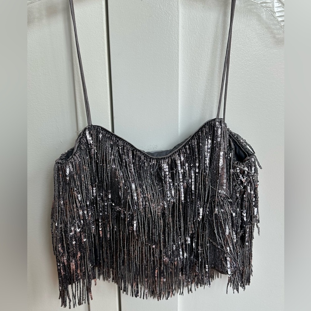 Saylor fringe sequin crop top - Picture 3 of 6